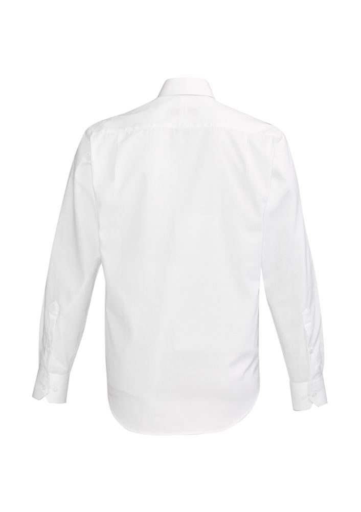Hudson Men's Long Sleeve Shirt in White, 2XL, featuring 100% cotton, executive fit, and stylish contrast cuffs.