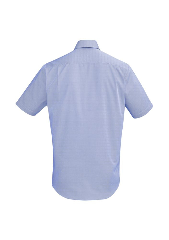 Patriot Blue short sleeve shirt for men, crafted from 100% cotton with elegant trim and comfortable executive fit.