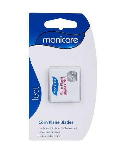Replacement stainless steel blades for Manicare Corn Plane, ideal for removing corns and callouses with precision.