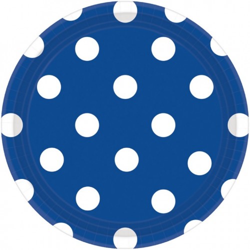Dots Round Plates - Bright Royal Blue - Pack of 8