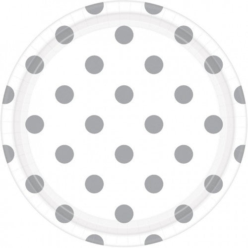 Pack of 8 Frosty White Dots Round Plates, 23CM, stylish design for any dining occasion, microwave-safe and easy to clean.