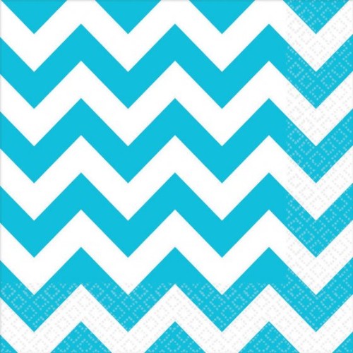 Chevron Lunch Napkins Caribbean Blue - Pack of 16