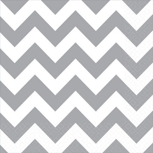 Chevron Lunch Napkins - Frosty White - Pack of 16