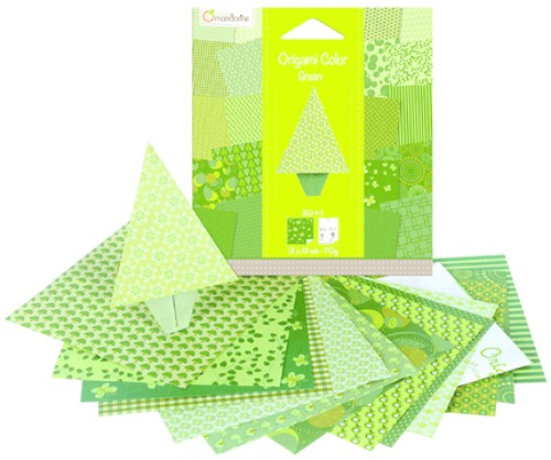 Color Origami Kit featuring 20 green sheets and instructions to create a beautiful origami tree for kids 6 and up.