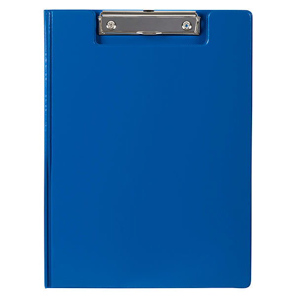 Blue Marbig Clipfolder PVC A4 pack of 20, featuring robust wire clips and extra storage pocket, ideal for organizing documents.