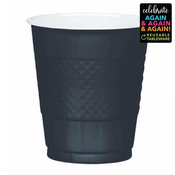 Premium Plastic Cups 355ml 20 Pack - Jet Black (Pack of 20)