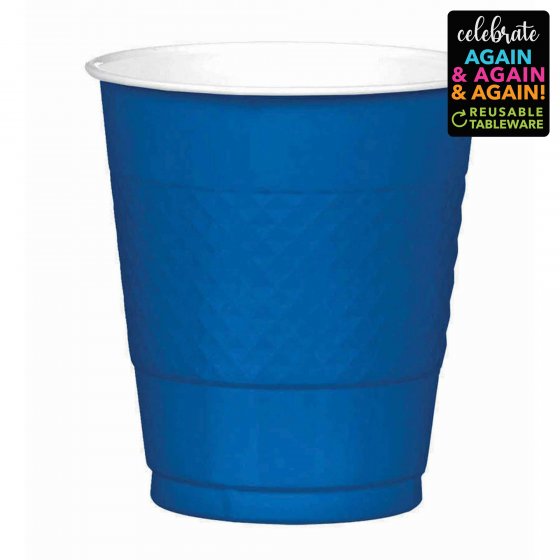 Premium Plastic Cups 355ml 20 Pack - Bright Royal Blue (Pack of 20)