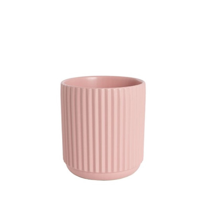Matte light pink ceramic Cyprus vase, 15cm tall, perfect for flowers or as a stylish planter in any decor.
