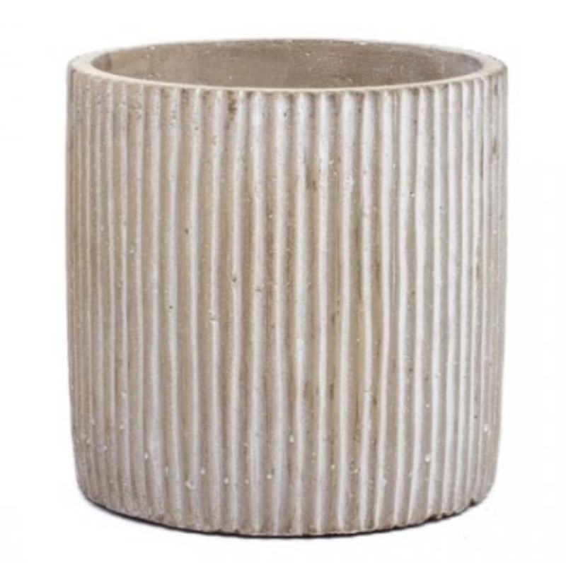 Sleek grey cement pot, 12cm diameter, perfect for indoor plants; blends elegance with functionality in any decor.