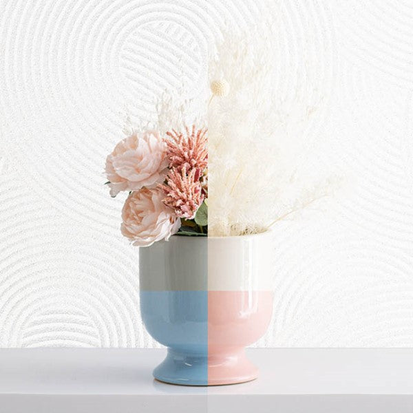 Glossy pale river ceramic planter, 13.5cm x 15cmH, ideal for modern home decor and plant displays.