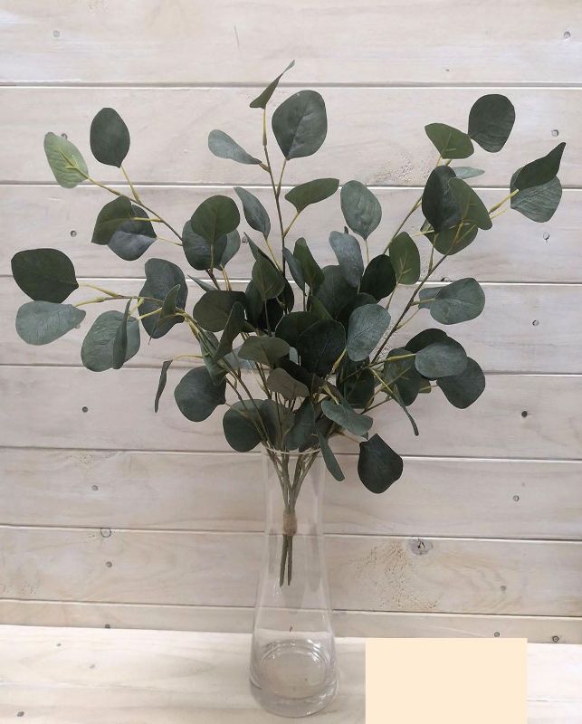 Lifelike round eucalyptus bundle of five stems, 58cm long, perfect for stylish home decor and easy maintenance.
