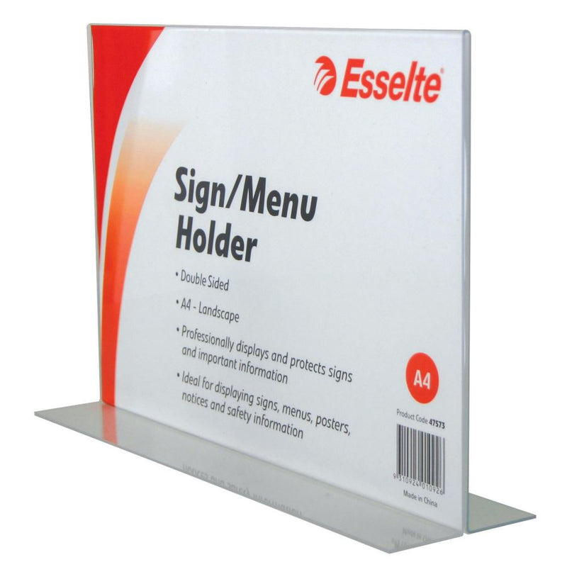 Esselte Sign/Menu Holder 2 Sided L/S A4 Clear
