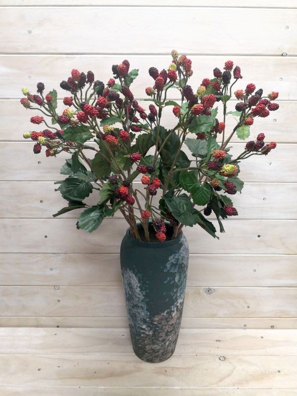 Lifelike artificial mulberry flower spray trio, perfect for vibrant home decor without maintenance.