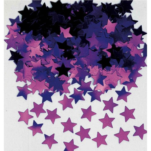Mini star confetti in silver and purple, perfect for adding sparkle to parties, crafts, and celebrations.