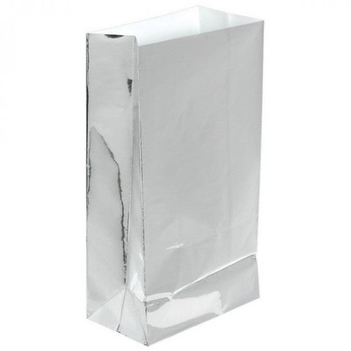 Large Paper Bags Silver Foil - Pack of 12