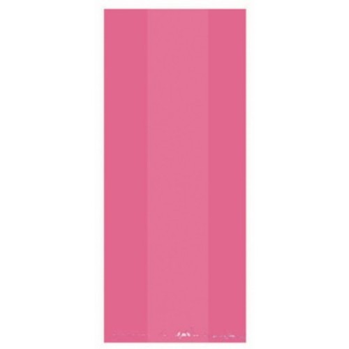 Bright pink cello party bags in a pack of 25, ideal for gifts, favors, and crafting at various celebrations.