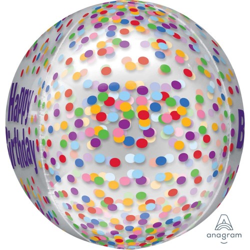 Balloon - Orbz Xl Clear Happy Birthday Funfetti