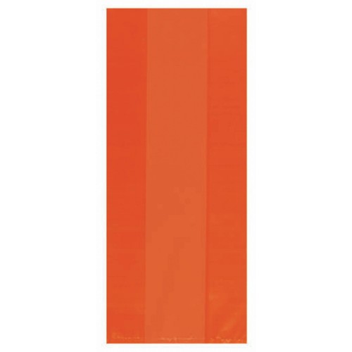 Bright orange cello party bags in a pack of 25, perfect for gifts and decorations at celebrations and events.