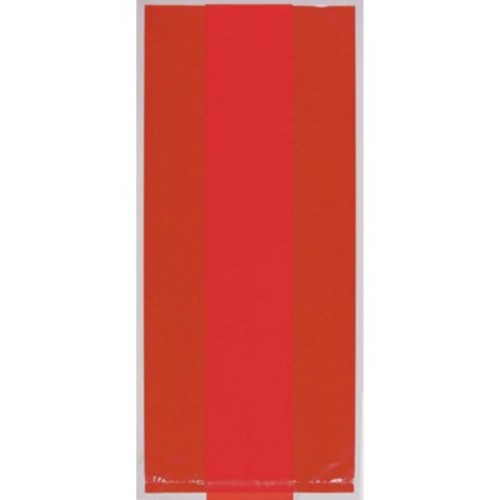 Vibrant Apple Red cello party bags, 9.5"x4", pack of 25, ideal for treats and favors at celebrations.