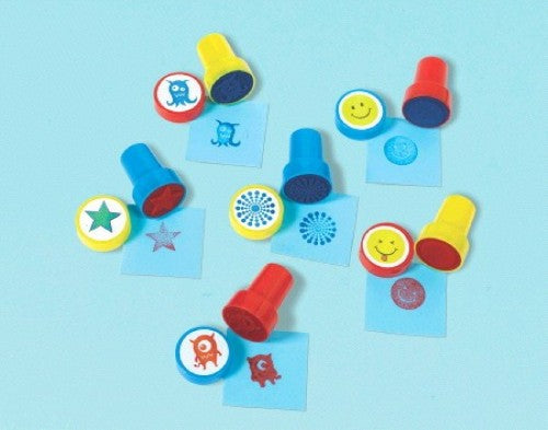 Set of 12 self-inking stamps, perfect for crafting, gifts, and events, designed for clarity and easy use.