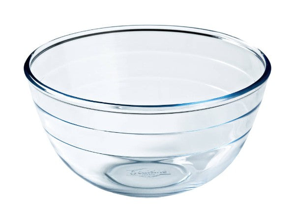 O Cuisine 21cm mixing bowl made of durable borosilicate glass, perfect for mixing, serving, and oven-safe up to 300°C.