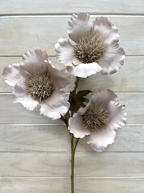 Lifelike grey Kapok flower spray, perfect for adding elegance to any space with no maintenance required.