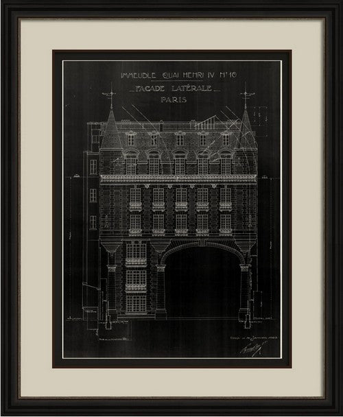 Framed art of Immeuble Quai Henri IV, 53x66 cm, featuring vibrant colors and easy hanging with glass protection.