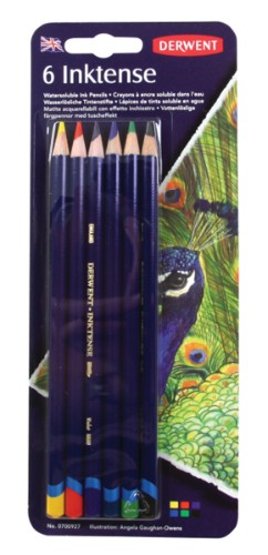 Vibrant Derwent Inktense Pencils in assorted colors, perfect for water-soluble artwork on various surfaces.