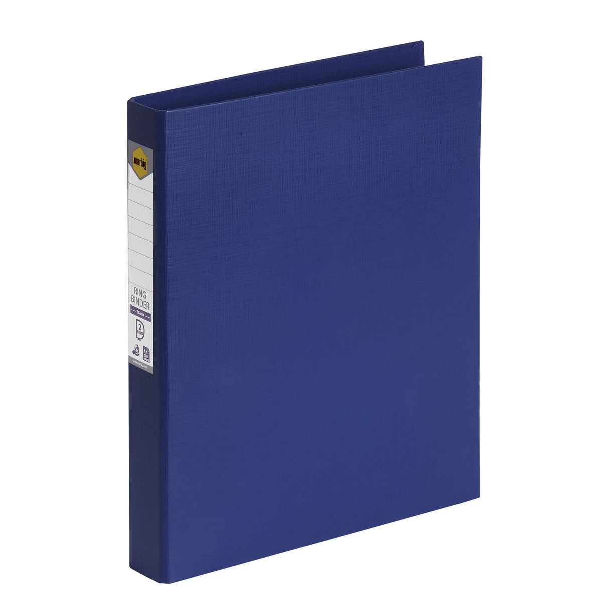 Stylish blue 2D ring binder, made from eco-friendly PE, holds 200 sheets with a spine label for easy organization.