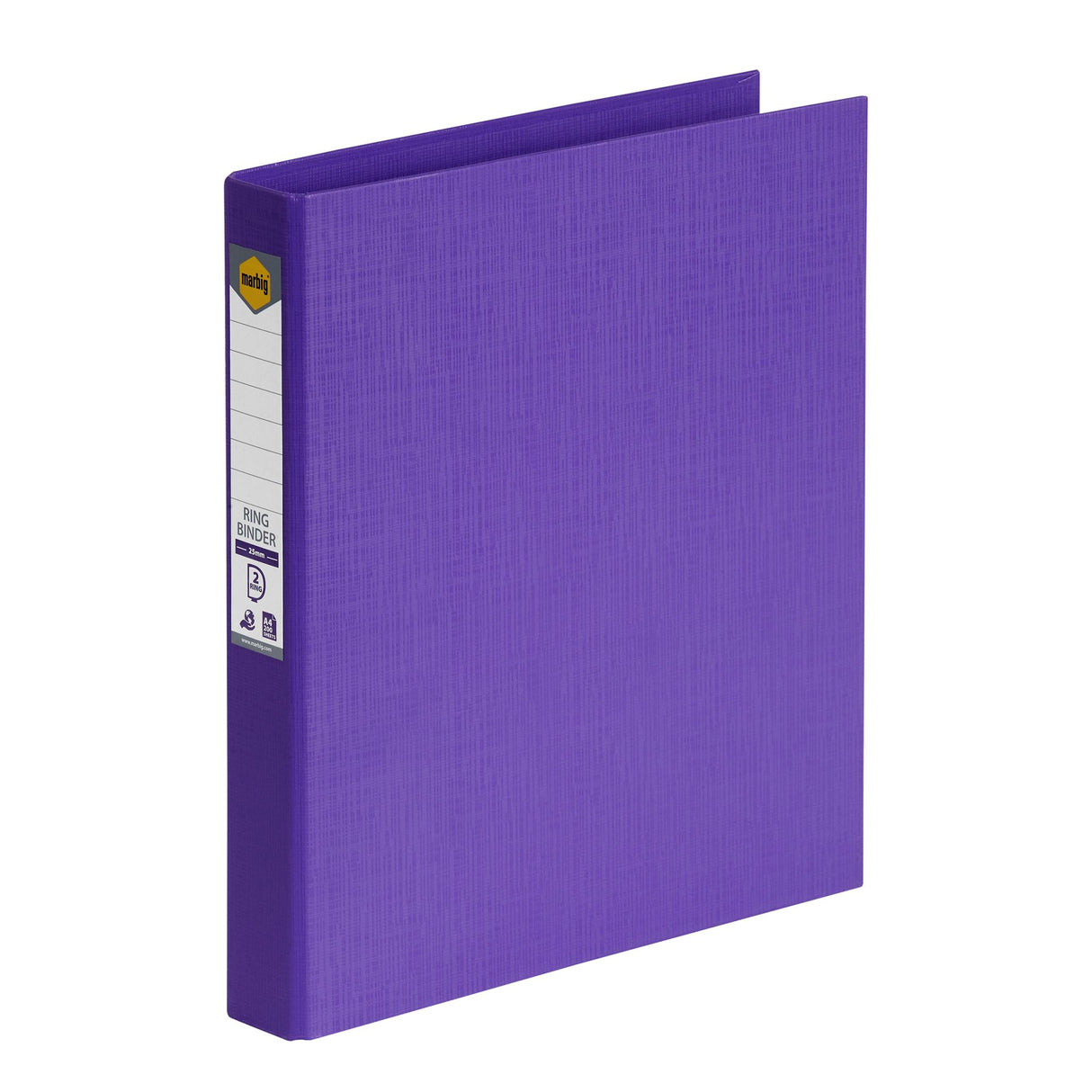 Vibrant purple A4 2D ring binder, eco-friendly, holds 200 sheets, ideal for stylish organization.