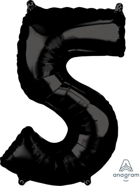 Foil Balloon - Mid-Size Shape Numeral 5 (Black)