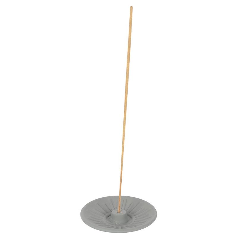 Grey Energy Terracotta Incense Plate, 9 cm wide, ideal for meditation and creating a calming atmosphere in any decor.