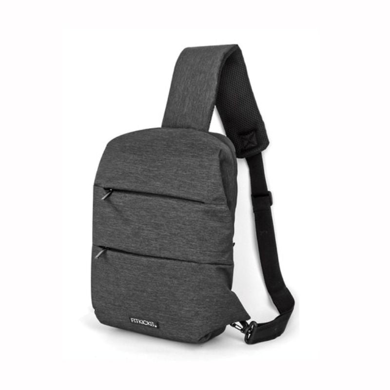 Versatile LATITUDE lifestyle sling bag in durable, water-resistant fabric with padded tech pocket and discreet front compartments.