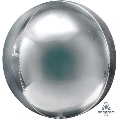 Jumbo XL silver orb-shaped foil balloon, 53cm, perfect for elegant party decor and memorable celebrations.