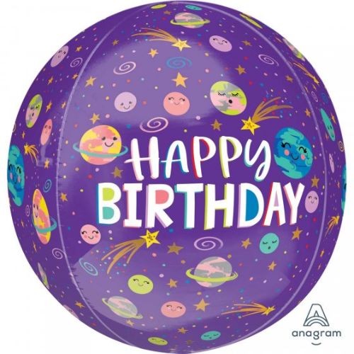 Vibrant 38cm galaxy-themed foil balloon with smiley faces for joyful birthday celebrations. Perfect for any party!