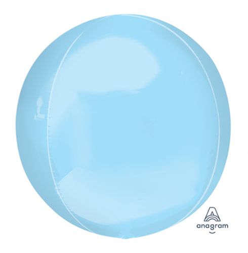 Pastel blue self-sealing foil balloon, 38cm x 40cm, perfect for elegant celebrations and vibrant party decorations.