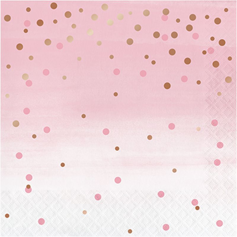 Rose All Day Lunch Napkins Dots Rose Gold Foil  (Pack of 16)