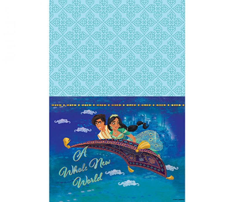 Vibrant Aladdin Paper Tablecover (137cm x 243cm) enhances dining with colorful protection for tables at any event.