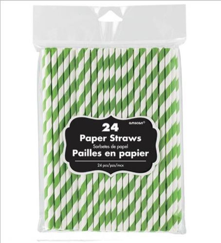 Paper Straws - Kiwi - 19cm - (Pack of 24)