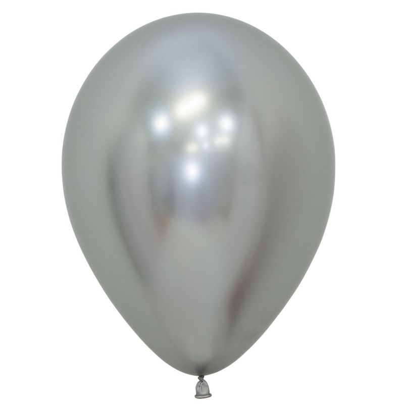 Balloon - Sempertex 30cm Metallic Reflex Silver Latex Balloons  - (Pack of 12)