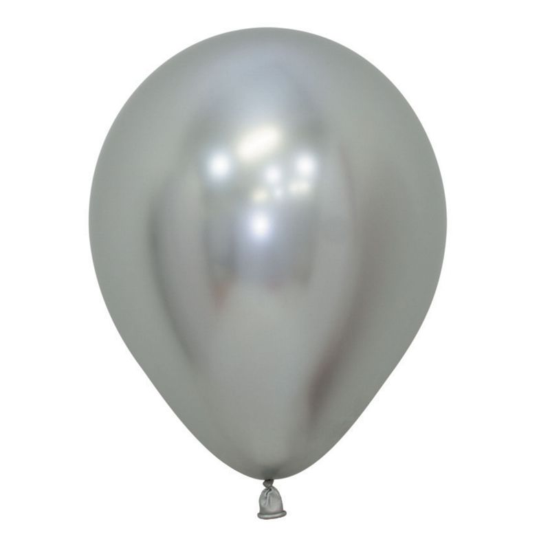 Balloon - Sempertex 12cm Metallic Reflex Silver Latex Balloons - (Pack of 50)