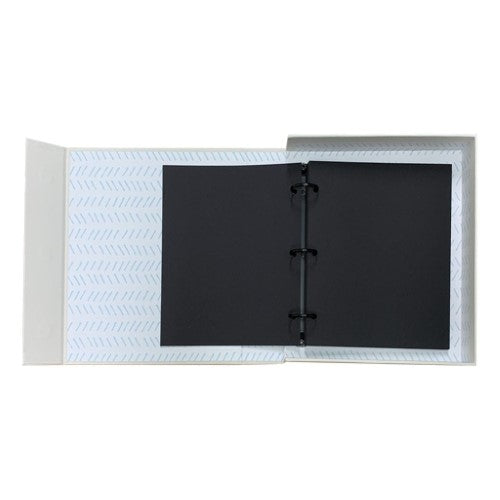 Elegant large photo album with natural cloth cover, 60 black pages for photos and mementos, embossed with "The Story of You".