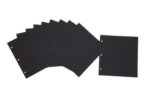 Black drymount refill sheets for photo albums, 210x280mm, pack of 10, acid-free for memory preservation.