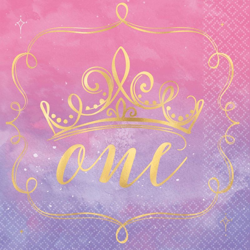 Disney Princess 1st Birthday Lunch Napkins Hot Stamped - (Pack of 16)