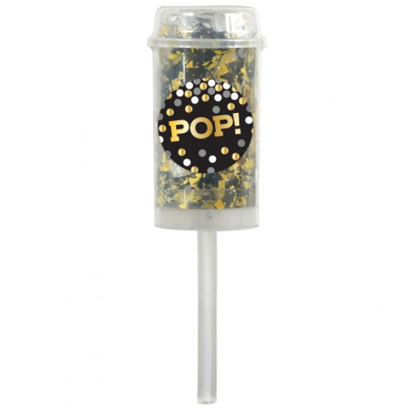 Confetti Tubes Push-Up Confetti Poppers Black, Silver & Gold Foil (Pack of 2)