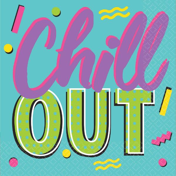 Awesome Party 80's Beverage Napkins Chill Out (Pack of 16)