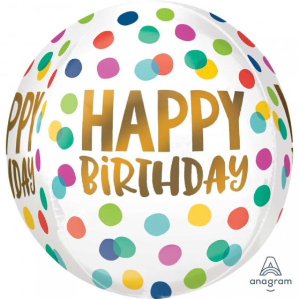 Balloon - Orbz XL Happy Birthday Dots