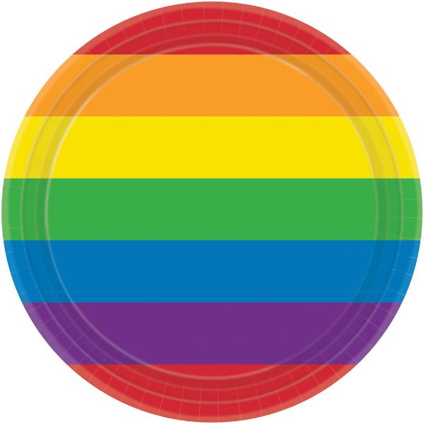 Rainbow Round Paper Lunch Plates 7"/ 17cm (Pack of 8)