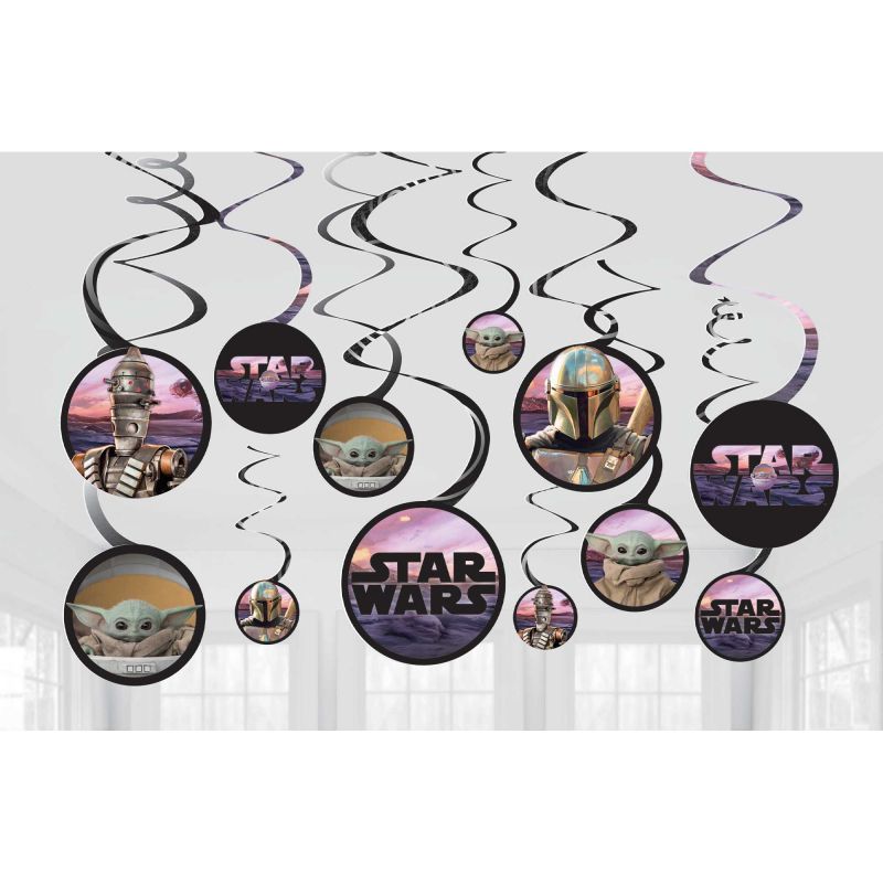 The Mandalorian Star Wars Spiral Swirl Decorations Value Pack - Pack of 12