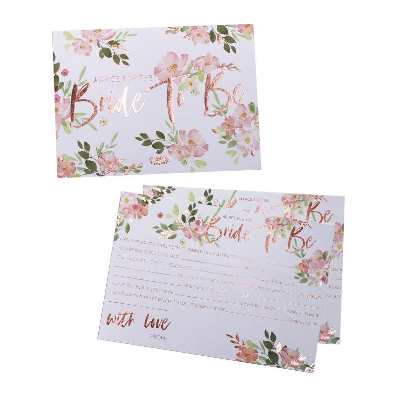 Advice Cards - Floral Hen Party Bride To Be (16cm) - Pack of 10